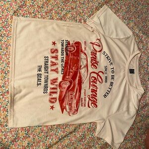 SHEIN Cream Tee with Red Graphic Print